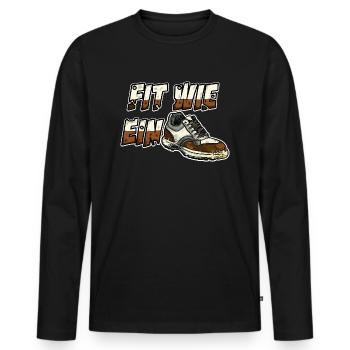 Fit wie ein Turnschuh Jung Sportlich Alter Schuh - Männer Premium Bio Langarmshirt - Schwarz - Vorne - Nico (187cm)