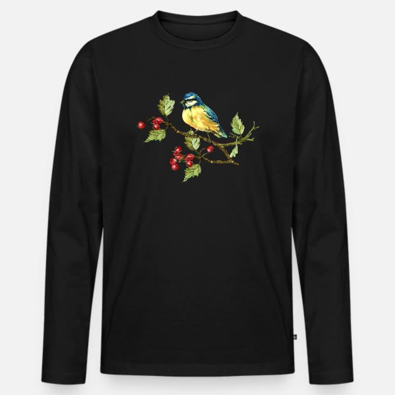 Bunter Vogel - Männer Premium Bio Langarmshirt - Schwarz