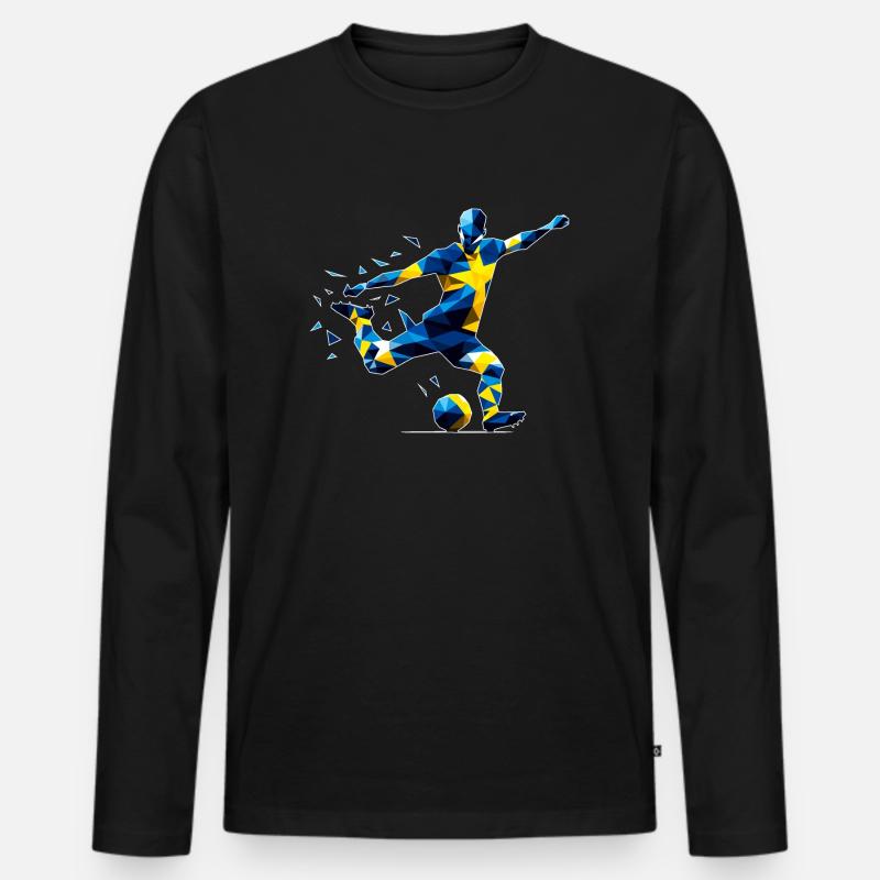 Fussball Schweden - Männer Premium Bio Langarmshirt - Schwarz