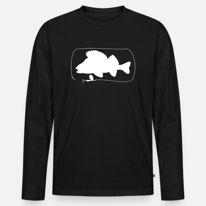 Barsch mit Spinner - Männer Premium Bio Langarmshirt - Schwarz