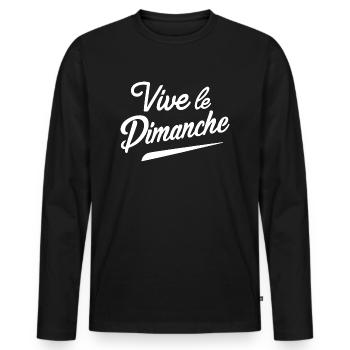 Vive le dimanche - T-shirt manches longues Premium bio Homme - noir - Devant - Nico (187cm)