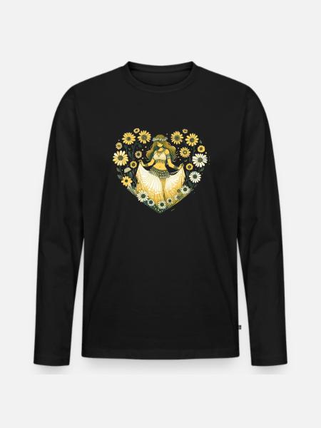 Belly Dancer Daisy - Men's Premium Organic Long Sleeve Shirt - black