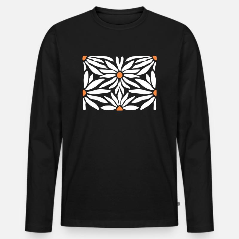 Groovy Gänseblümchen-Blumen - Männer Premium Bio Langarmshirt - Schwarz