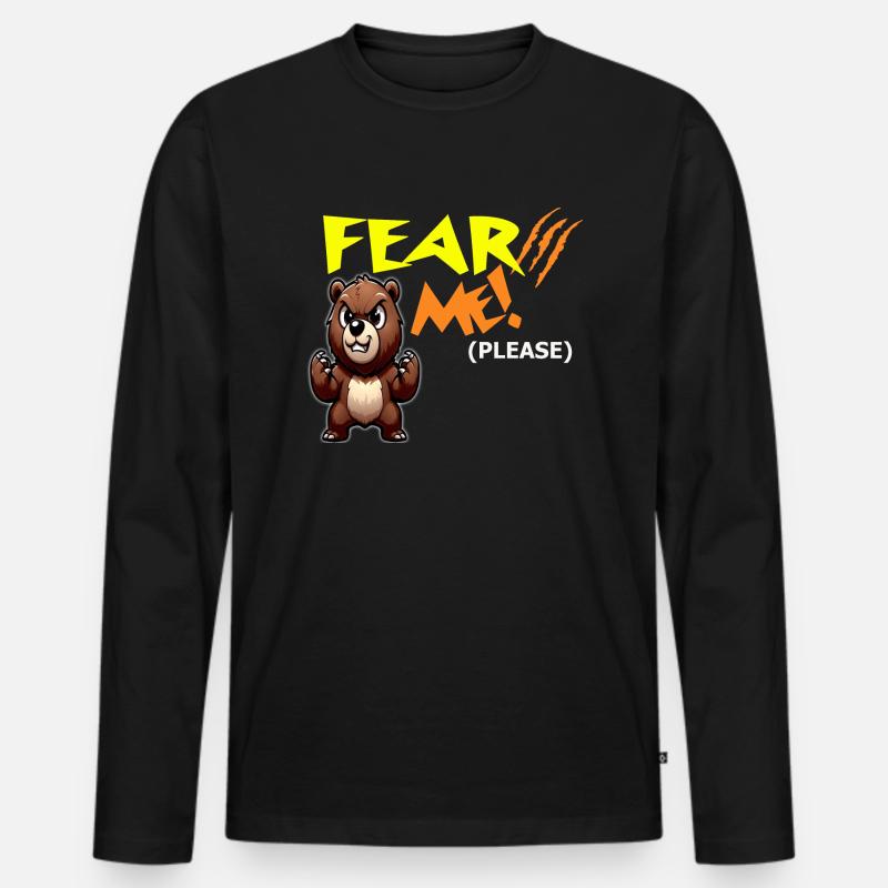 Fürchte mich, bitte - Männer Premium Bio Langarmshirt - Schwarz