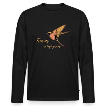 Birds - Friends in high places - Men's Premium Organic Long Sleeve Shirt - black - Front - Nico (187cm)