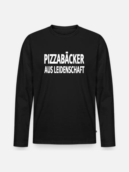 Pizza - Männer Premium Bio Langarmshirt - Schwarz