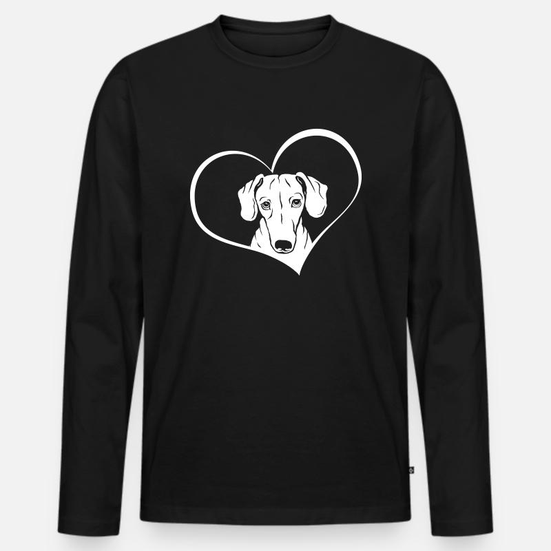 Dackel im Herz - Männer Premium Bio Langarmshirt - Schwarz