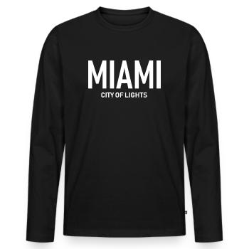 Miami - Ville Lumière - Floride - États-Unis Everglades - T-shirt manches longues Premium bio Homme - noir - Devant - Nico (187cm)
