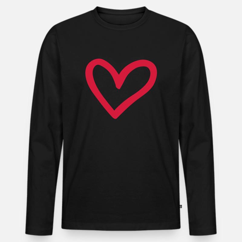 Herz - Männer Premium Bio Langarmshirt - Schwarz