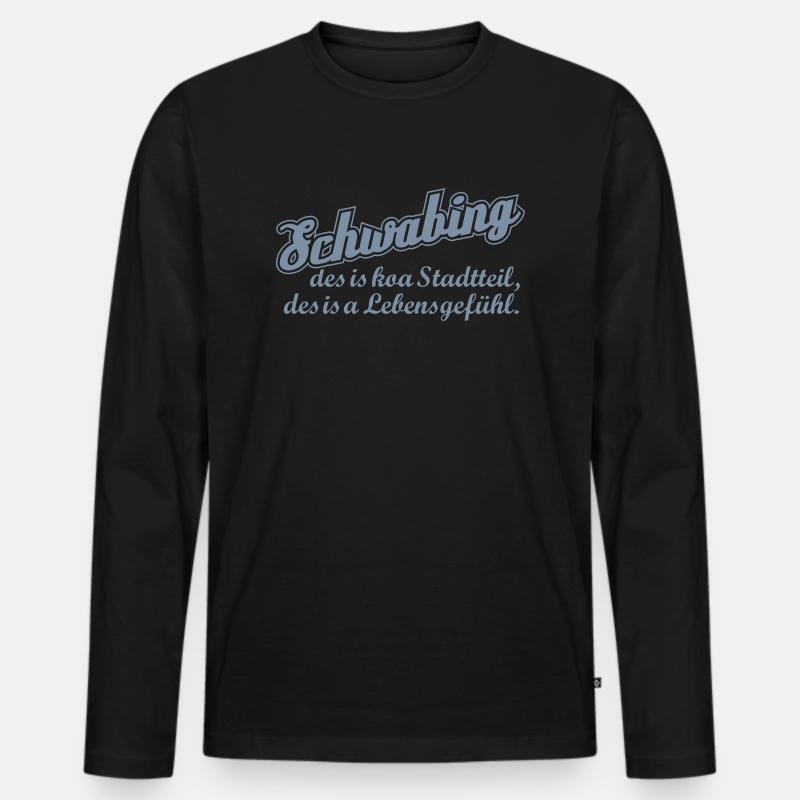 Schwabing - Männer Premium Bio Langarmshirt - Schwarz