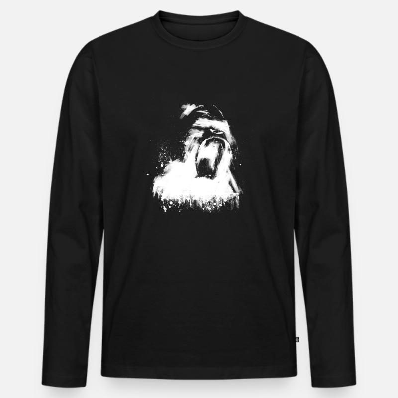 Gorilla - Männer Premium Bio Langarmshirt - Schwarz