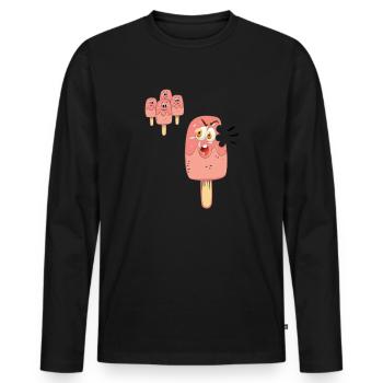 It's not funny to eat tea. Funny ice cream. - Men's Premium Organic Long Sleeve Shirt - black - Front - Nico (187cm)
