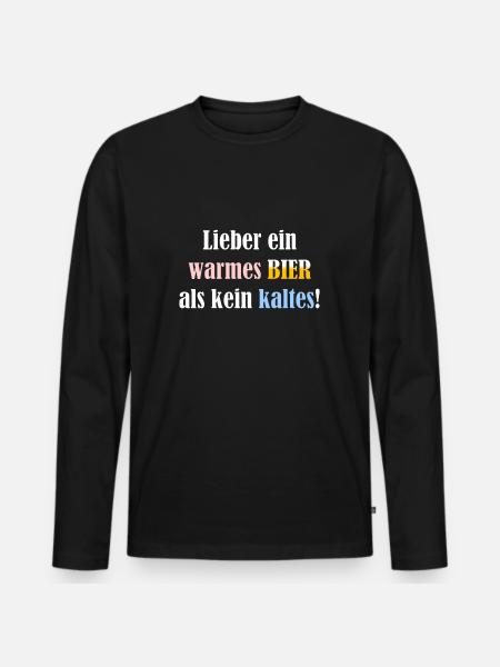 Warmes Bier - Männer Premium Bio Langarmshirt - Schwarz