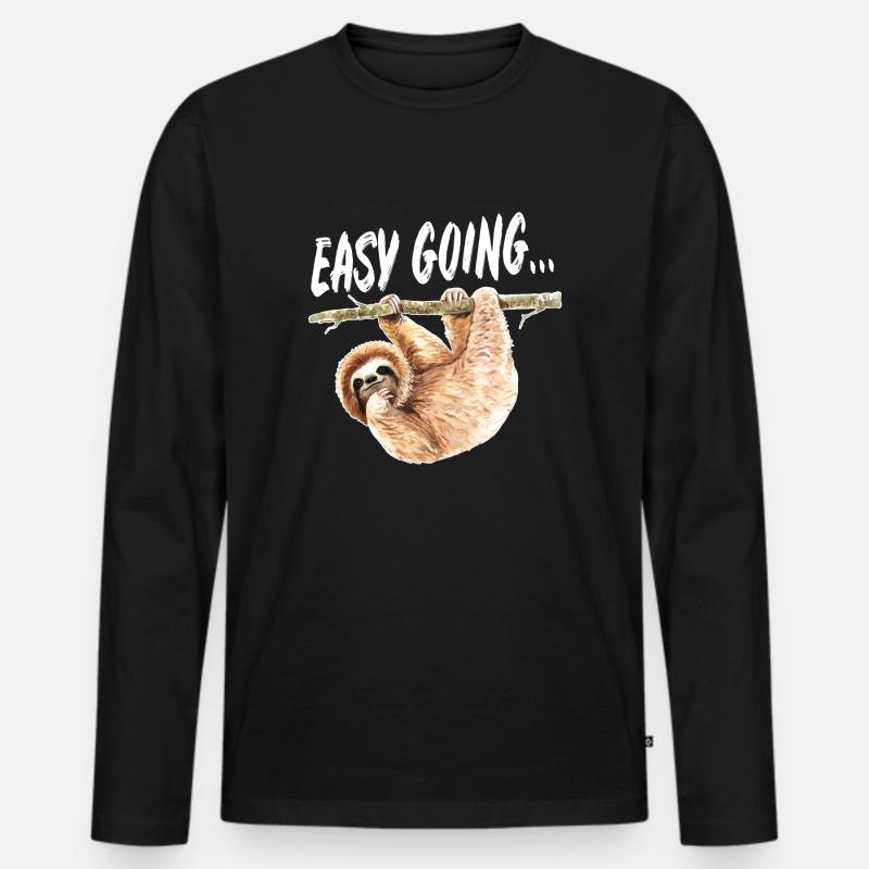 Faultier easy going t shirt - Männer Premium Bio Langarmshirt - Schwarz