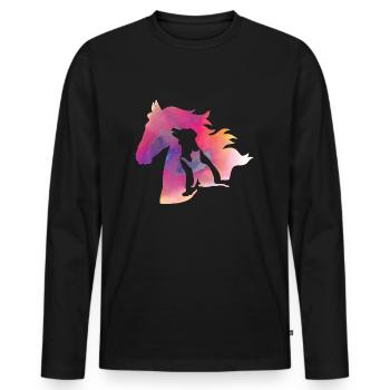 Tee shirt Animaux de compagnie chien chat cheval coloré - T-shirt manches longues Premium bio Homme - noir - Devant - Nico (187cm)