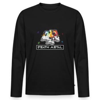 Lustiges Death Metal Einhorn T-Shirt - Männer Premium Bio Langarmshirt - Schwarz - Vorne - Nico (187cm)