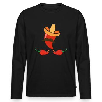 Chapeau mexicain aux piments - T-shirt manches longues Premium bio Homme - noir - Devant - Nico (187cm)