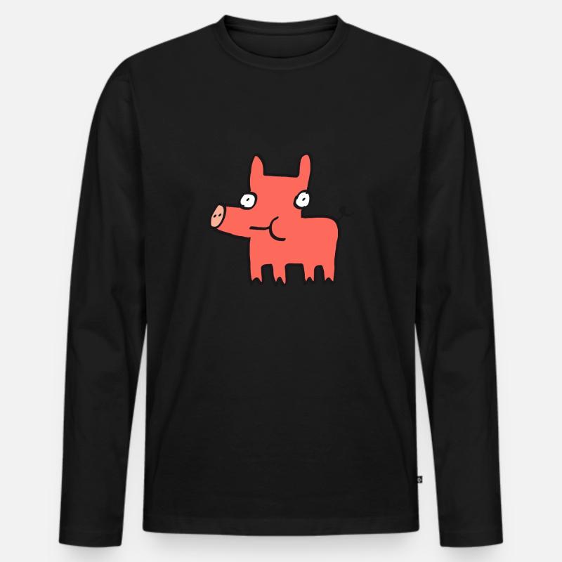Kleines Schwein Ito - Männer Premium Bio Langarmshirt - Schwarz