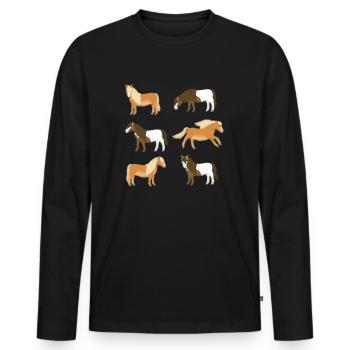 Shetland Pony Selection - Men's Premium Organic Long Sleeve Shirt - black - Front - Nico (187cm)