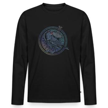 Corbeau d’Odin avec Mjölnir dans le cercle de runes - T-shirt manches longues Premium bio Homme - noir - Devant - Nico (187cm)