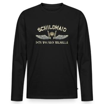 Schildmaid Dein Weg nach Walhalla - Männer Premium Bio Langarmshirt - Schwarz - Vorne - Nico (187cm)