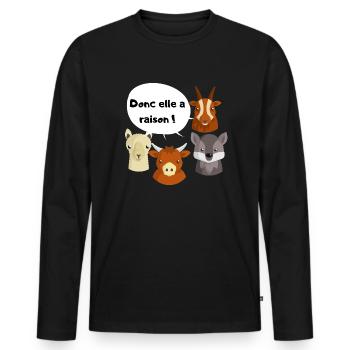Donc elle a raison - T-shirt manches longues Premium bio Homme - noir - Devant - Nico (187cm)
