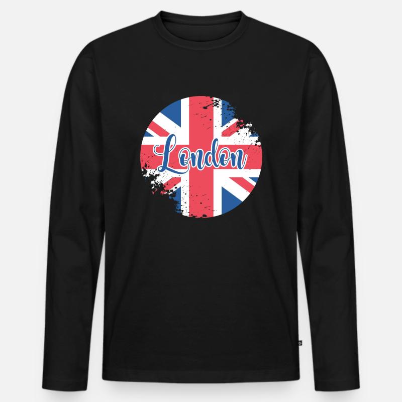 Button London - Männer Premium Bio Langarmshirt - Schwarz
