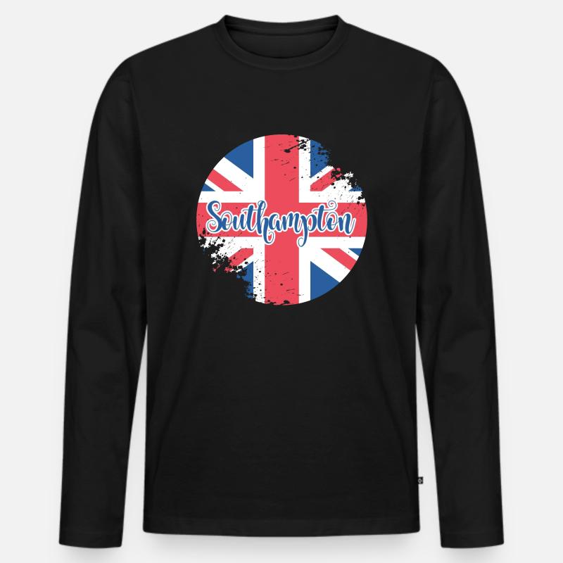 Button Southampton - Männer Premium Bio Langarmshirt - Schwarz