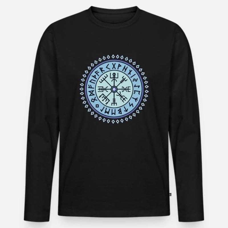 Vegvisir-Symbol Runenschrift - Männer Premium Bio Langarmshirt - Schwarz
