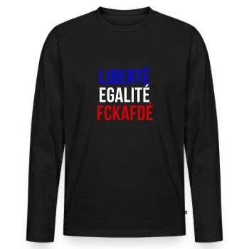 liberte egalite fckafde - Männer Premium Bio Langarmshirt - Schwarz - Vorne - Nico (187cm)