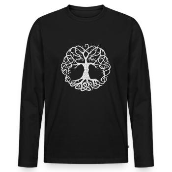 Arbre de vie_blanc - T-shirt manches longues Premium bio Homme - noir - Devant - Nico (187cm)