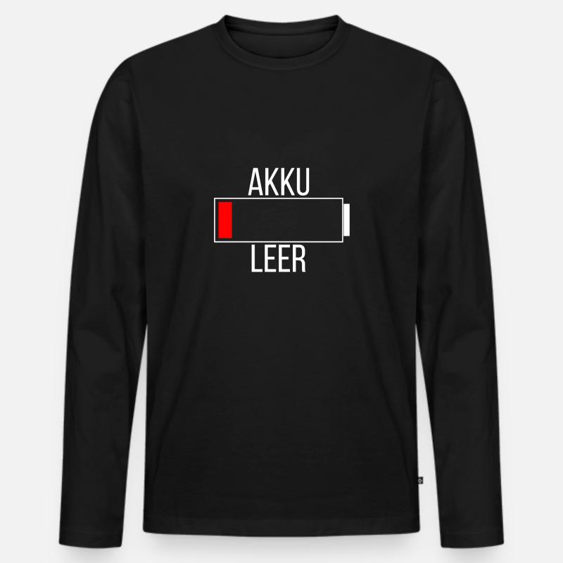 Akku Leer - Männer Premium Bio Langarmshirt - Schwarz