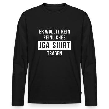 He didn't want to wear an embarrassing JGA shirt - Men's Premium Organic Long Sleeve Shirt - black - Front - Nico (187cm)