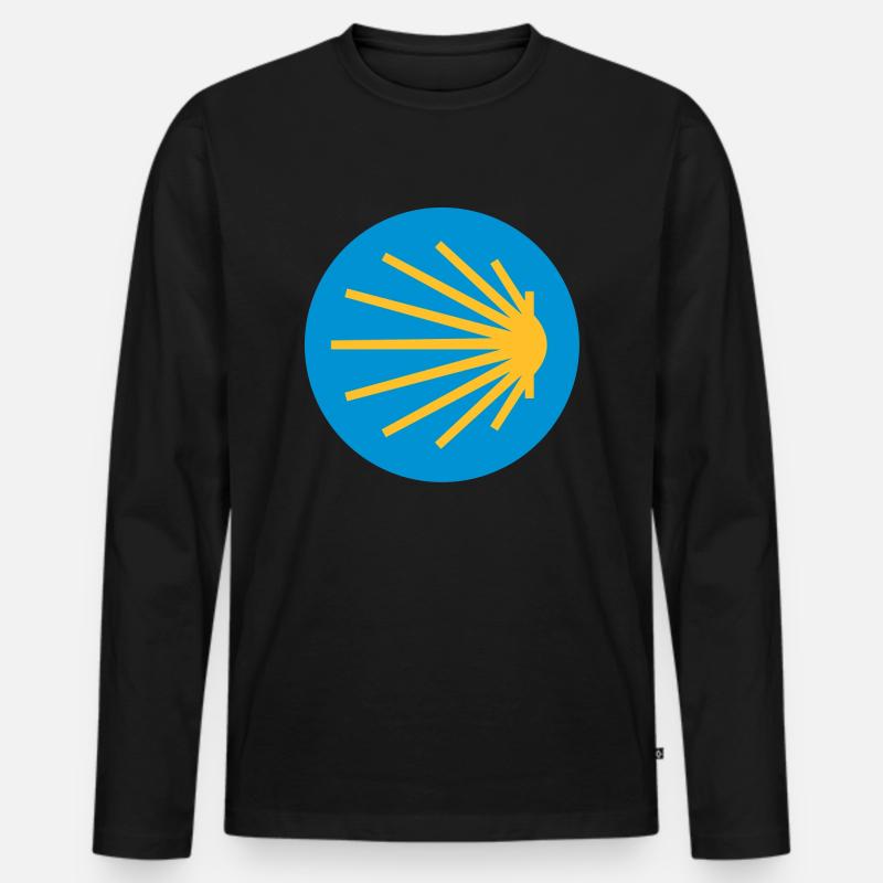 jakobsmuschel klassisch rund - Männer Premium Bio Langarmshirt - Schwarz