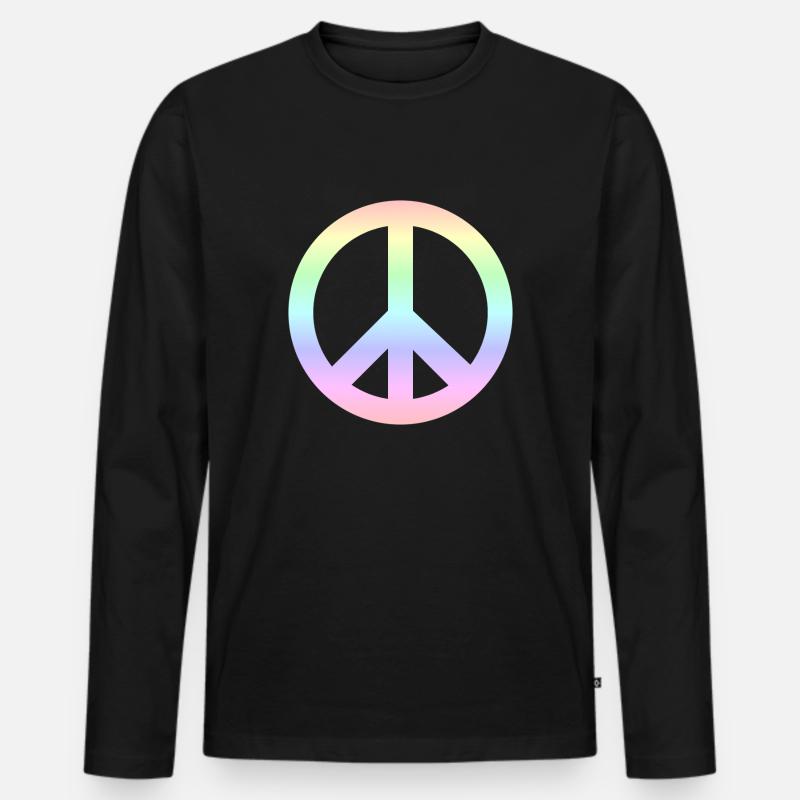 Peace-Zeichen - Männer Premium Bio Langarmshirt - Schwarz