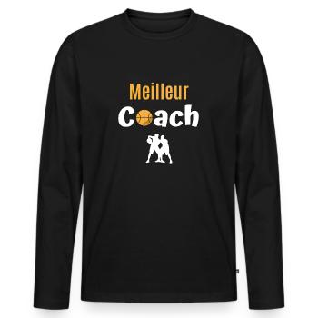 Meilleur coach basket - T-shirt manches longues Premium bio Homme - noir - Devant - Nico (187cm)