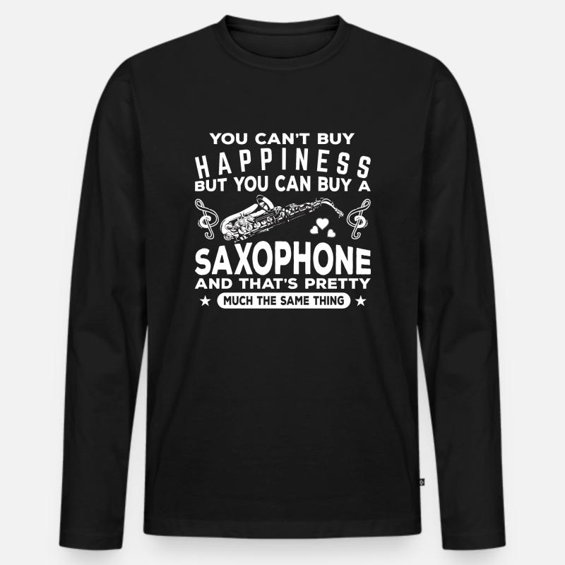 Saxophone Jazz - Männer Premium Bio Langarmshirt - Schwarz