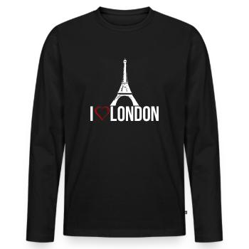 j'aime Londres - T-shirt manches longues Premium bio Homme - noir - Devant - Nico (187cm)