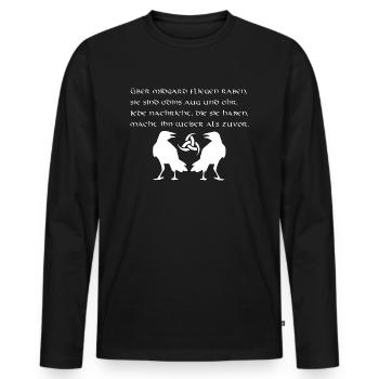 Mitgard Hugin und Munin - Männer Premium Bio Langarmshirt - Schwarz - Vorne - Nico (187cm)
