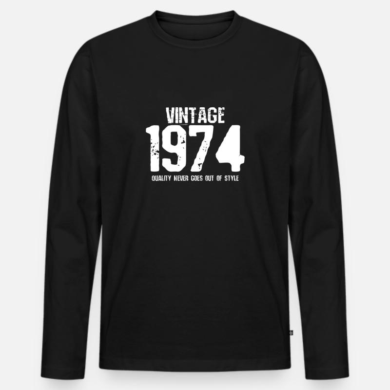 1974 - Männer Premium Bio Langarmshirt - Schwarz
