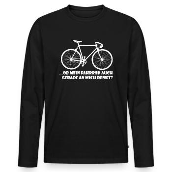 OB MEIN FAHRRAD AUCH GERADE AN MICH DENKT? - Männer Premium Bio Langarmshirt - Schwarz - Vorne - Nico (187cm)
