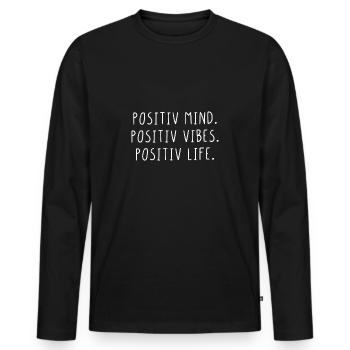 Des ondes positives au moins positives. Vie positive. - T-shirt manches longues Premium bio Homme - noir - Devant - Nico (187cm)
