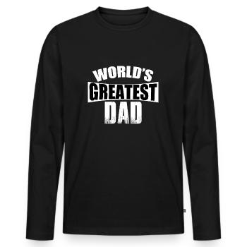 Papa, père, fête des pères, cadeau - T-shirt manches longues Premium bio Homme - noir - Devant - Nico (187cm)