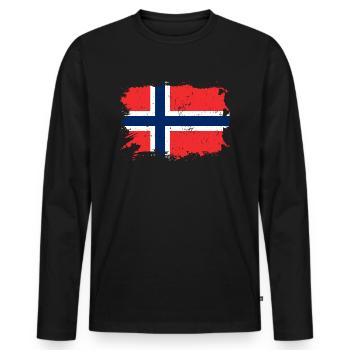 Norwegische Flagge Norwegen Norge Geschenk - Männer Premium Bio Langarmshirt - Schwarz - Vorne - Nico (187cm)
