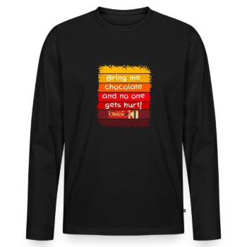 Bring me chocolate - Men's Premium Organic Long Sleeve Shirt - black - Front - Nico (187cm)