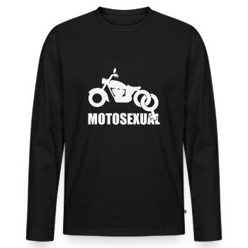 Biker Motorcyclist Motorbike Bike Gift Shirt - Men's Premium Organic Long Sleeve Shirt - black - Front - Nico (187cm)