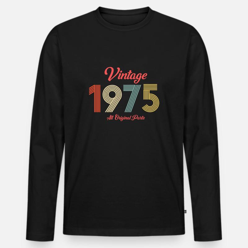 1975 - Männer Premium Bio Langarmshirt - Schwarz