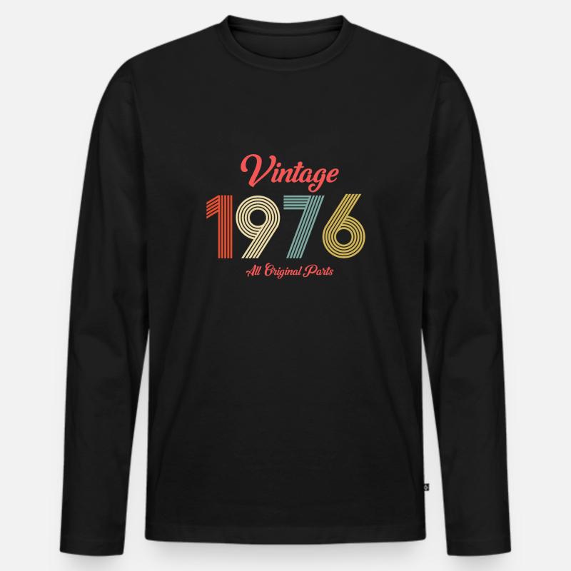 1976 - Männer Premium Bio Langarmshirt - Schwarz