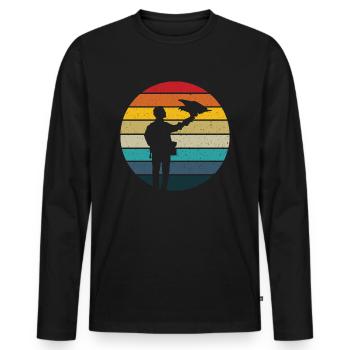 Falkner Retro Sonnenuntergang Falknerei Falken Falkner - Männer Premium Bio Langarmshirt - Schwarz - Vorne - Nico (187cm)