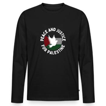 Les vies palestiniennes comptent la paix et la justice BLM Guerre - T-shirt manches longues Premium bio Homme - noir - Devant - Nico (187cm)